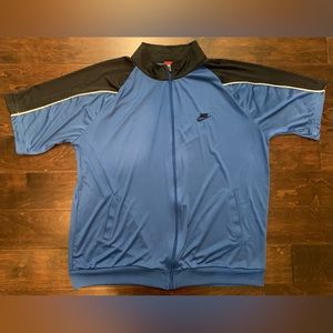 Vintage Men’s Nike Blue Full Zip Short Sleeve Polyester Shirt- Size 4XL